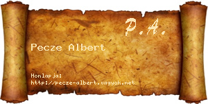Pecze Albert névjegykártya